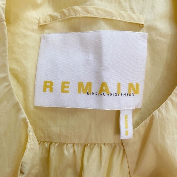 REMAIN BIRGER CHRISTENSEN MIRKA SOFT YELLOW SHORT SLEEVE V-NECK SHIFT MAXI DRESS - Picture 7 of 9